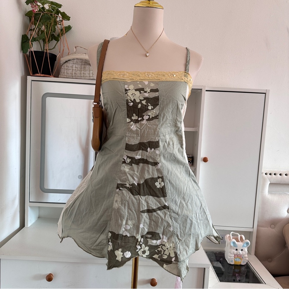 Y2k asymmetric Patchwork cami Top